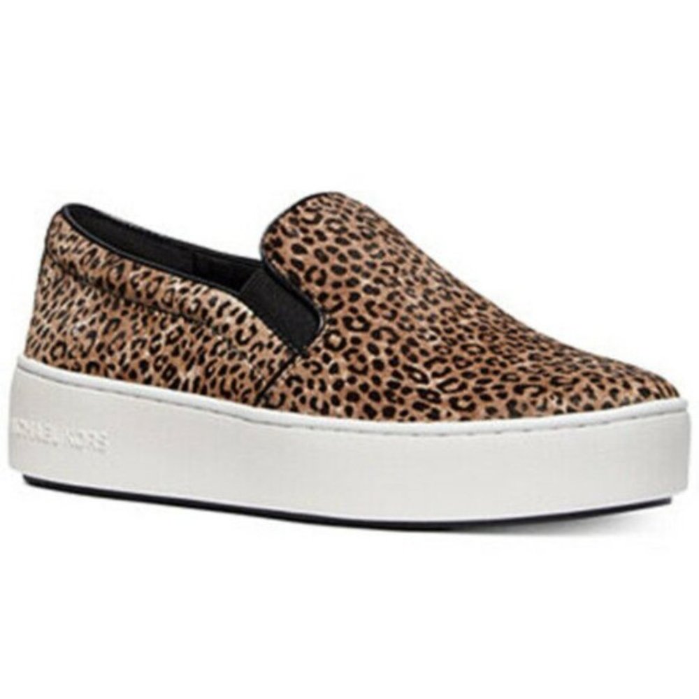 Michael Kors Trent Calf Hair Leopard Slip On Shoes